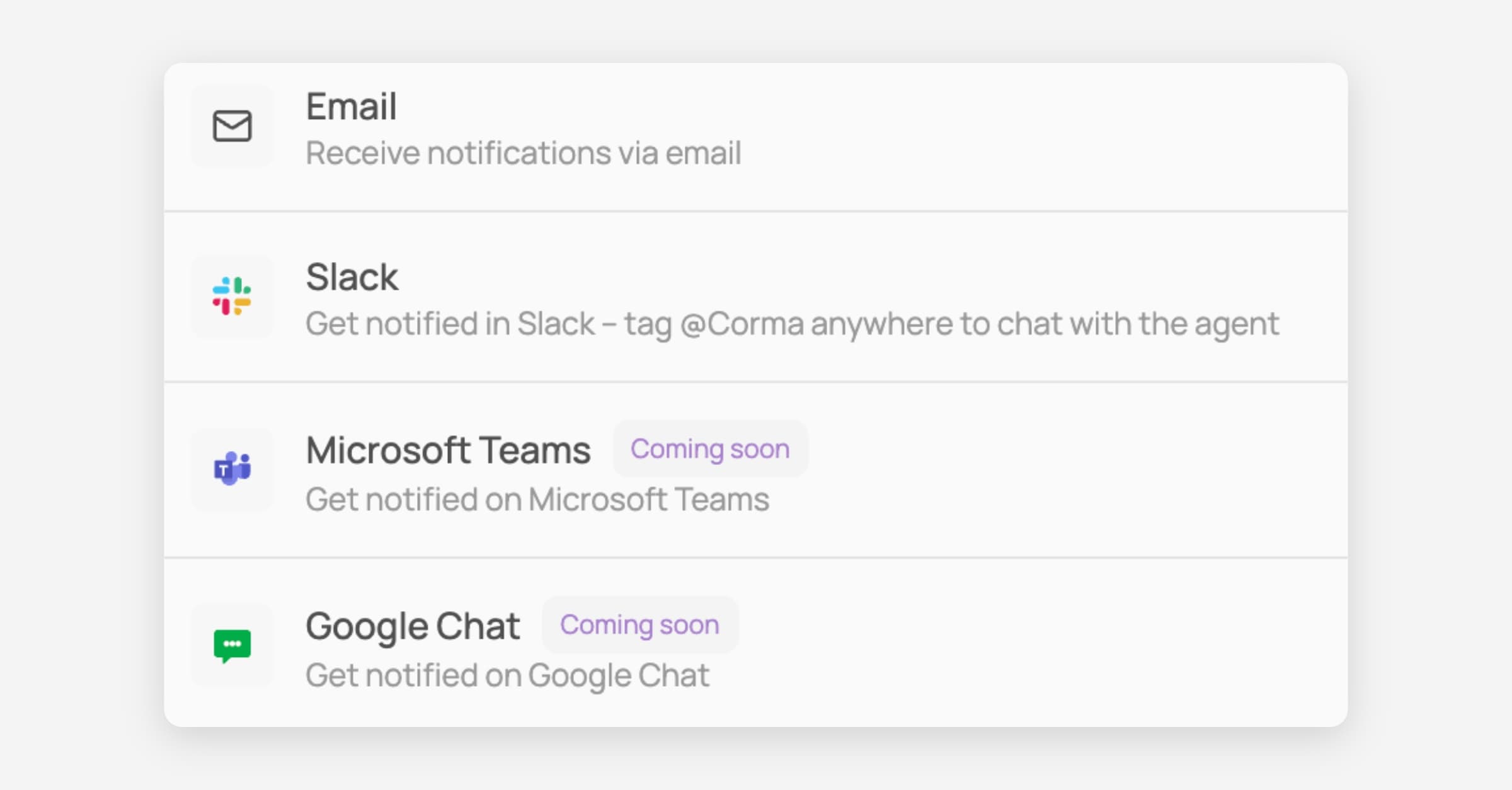 Notifications channels